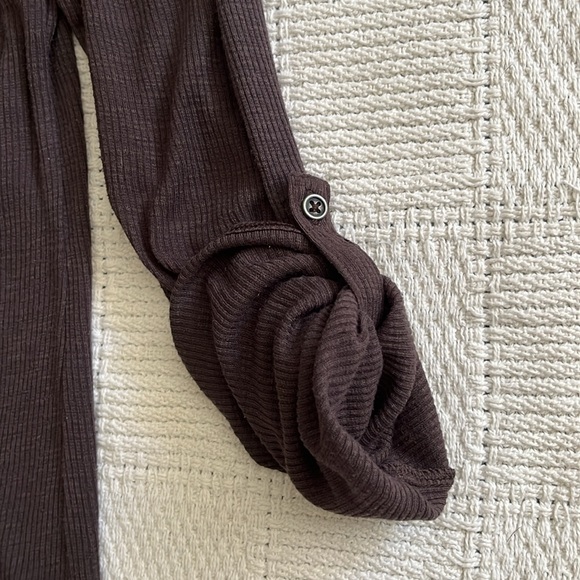Mudd 90’s Chocolate Brown Ribbed Open Wrap Cardigan Sweater, Size Medium, Soft - Picture 6 of 11